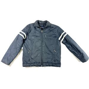 Nautica Jeans Company Men’s Jacket Medium Blue Nylon Quilted Lined Zip Up